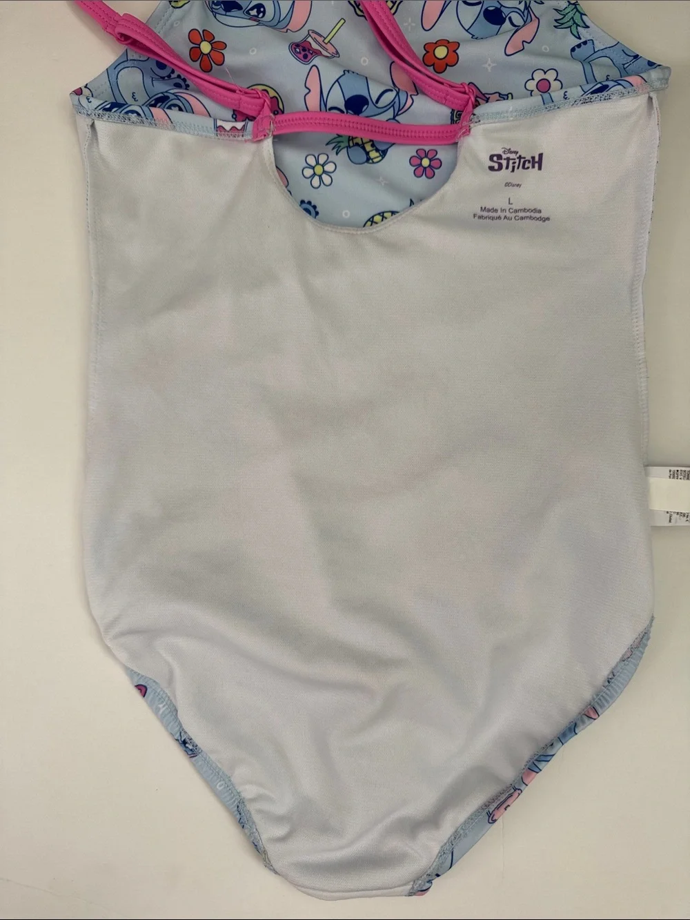 Disney Light Blue and Pink Stitch Girls Swimsuit, Size L 💙💖